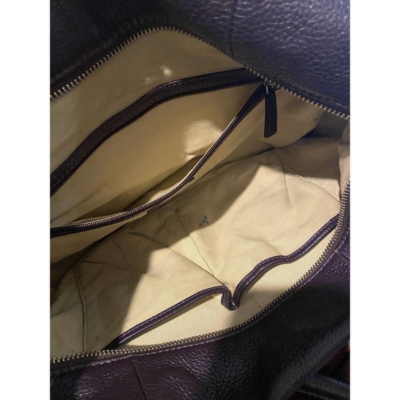 Cole Haan Gramercy Archer Purple Leather Shoulder Bag Handles Crossbody Strap - Picture 8 of 14